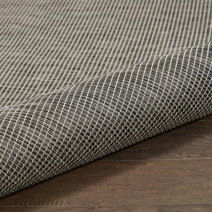 Nourison Positano Indoor-Outdoor Charcoal 9' x 12' Area Rug, Easy Cleaning, Non Shedding, Bed Room, Living Room, Dining Room, Backyard, Deck, Patio (9x12)