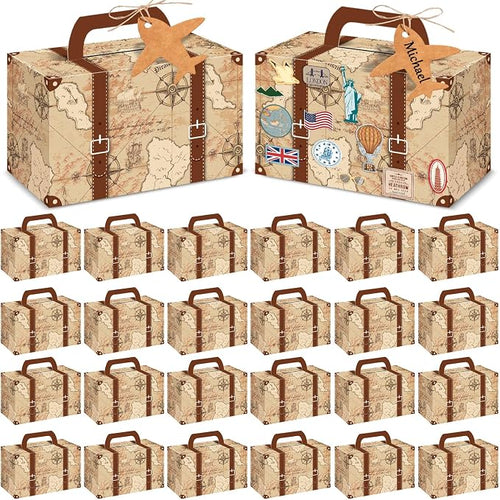 12Pcs Large Suitcase Party Favor Boxes Travel The Map Paper Treat Box by Yiaoyinnz