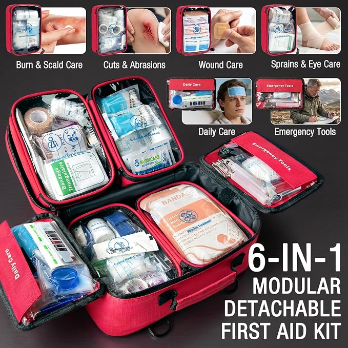 527 PCS Advanced First Aid Kit – 6-in-1 Modular Waterproof Well-Organized - Image 2