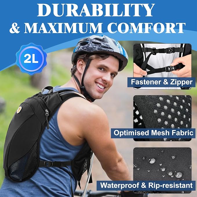Hydration Backpack with 2L Water Bladder Bag, Lightweight and Breathable - Image 6