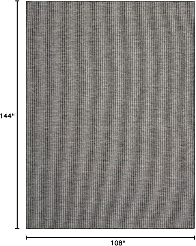 Nourison Positano Indoor-Outdoor Charcoal 9' x 12' Area Rug, Easy Cleaning, Non Shedding, Bed Room, Living Room, Dining Room, Backyard, Deck, Patio (9x12)