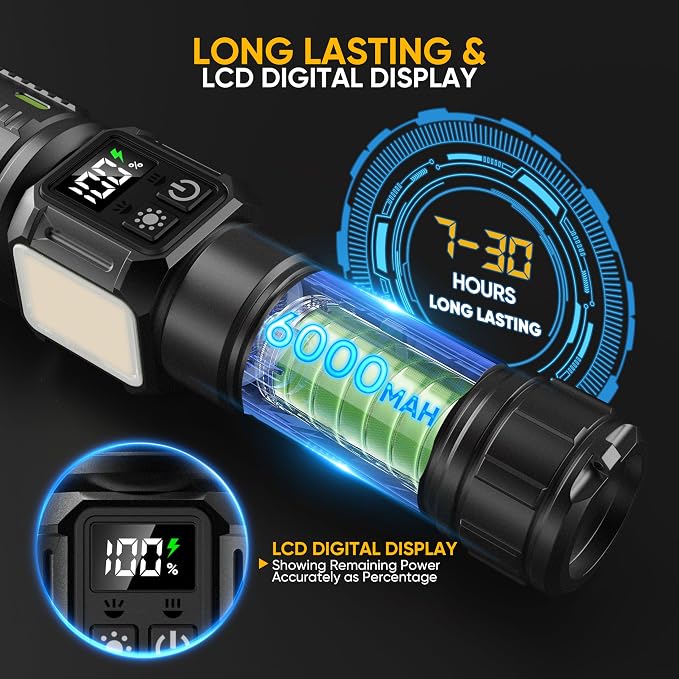 Rechargeable Flashlights High Lumens 100, Super Bright LED Flash Light Long - Image 4
