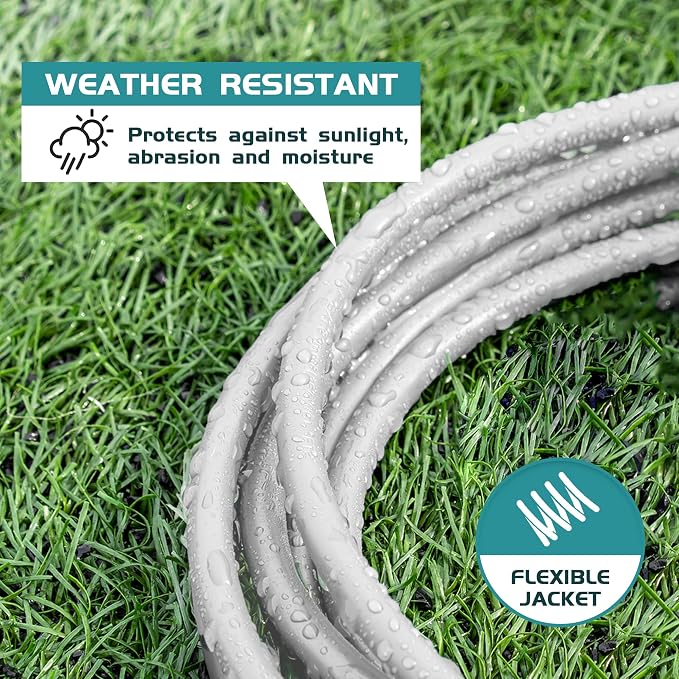 Indoor Outdoor Extension Cord Weatherproof, UL Listed, 16 Gauge 40FT White 3 - Image 4