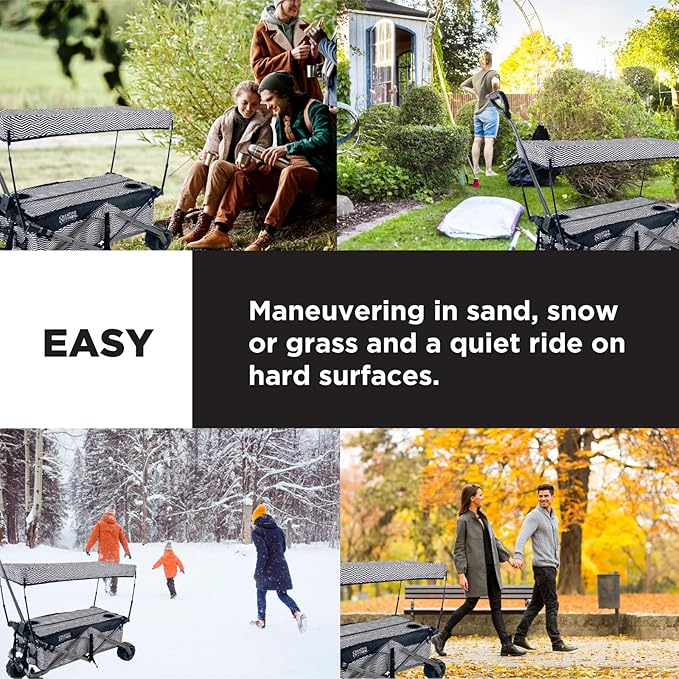 Creative Outdoor All-Terrain Deluxe Wagon | 360 Swivel All Terrain Wheels | Great for Beach, Park, Garden & Tailgate | Multiple Color Options