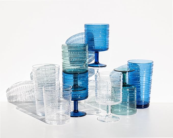 Beaded 14 oz Durable Acrylic Wine Glasses, Shatter-Resistant and - Image 5