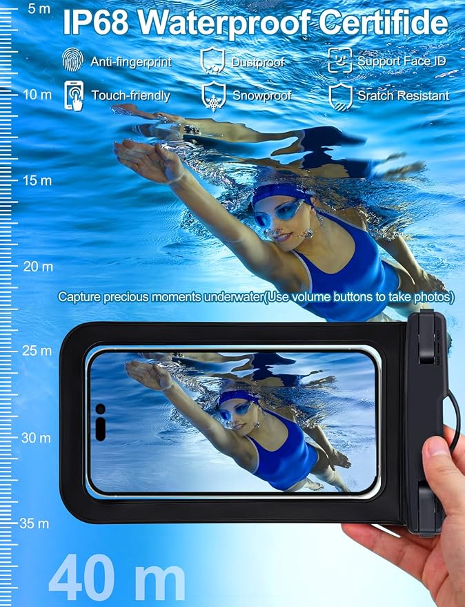 Famoby Up to 8.3" 3 Pack Multicolor Universal Waterproof Phone Pouch, Large - Image 4