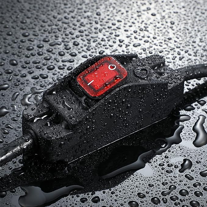 Outdoor Waterproof On/Off Switch Extension Cord, Heavy Duty 125v/250v Black - Image 5