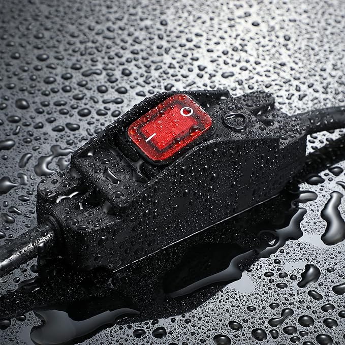 Outdoor Waterproof On/Off Switch Extension Cord, Heavy Duty 125v/250v Black - Image 5