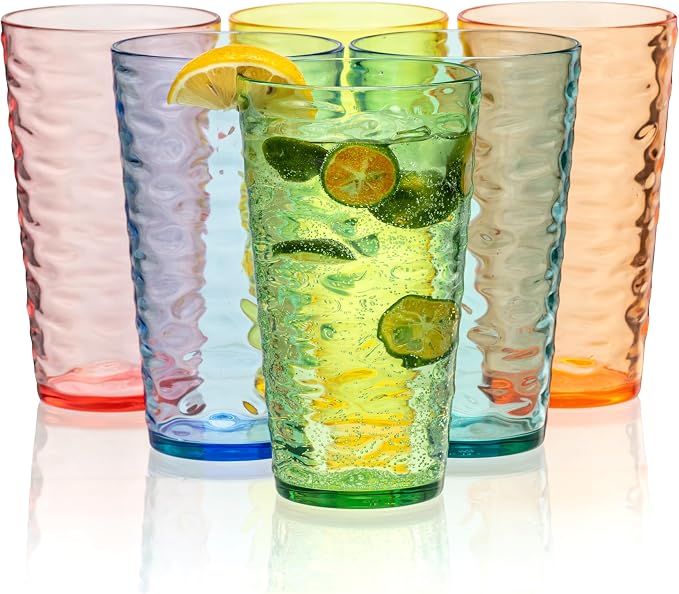20-ounce Plastic Tumblers, Acrylic Drinking Glasses High-Balls, Shatter-Proof by ZAINCA