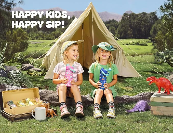 12 oz Kids Water Bottle for Girls: Leakproof, Durable Straw Spout Lid, 24H Cold - Image 8