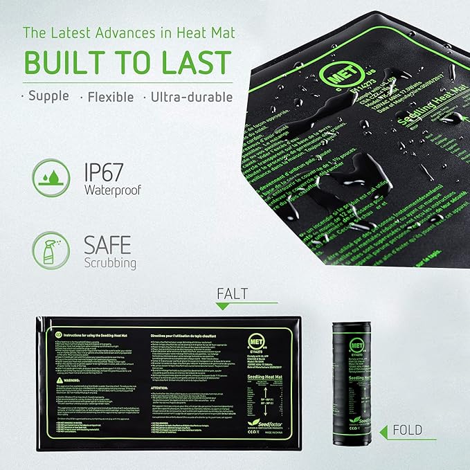 MET Certified 12 Pack Seedling Heat Mat, Seedfactor Waterproof Durable Germination Station Heat Mat, Warm Hydroponic Heating Pad for Indoor Home Gardening Seed Starter