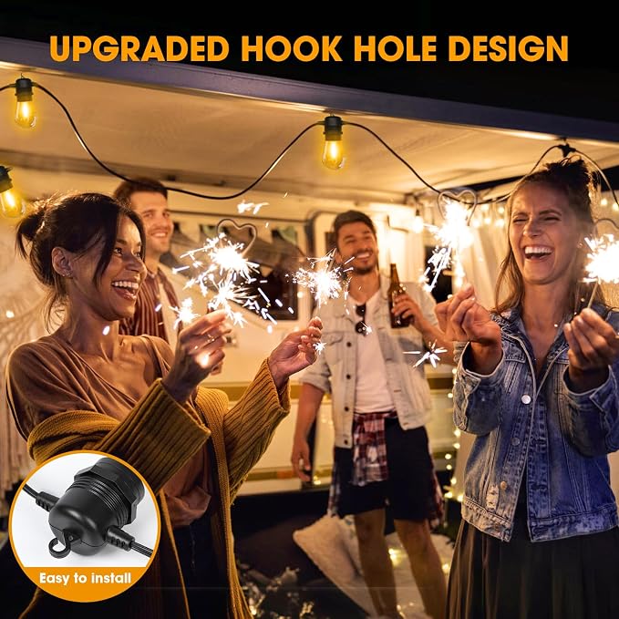 GvvooHome 100FT LED Outdoor String Lights, Commercial Grade Patio Lights - Image 4