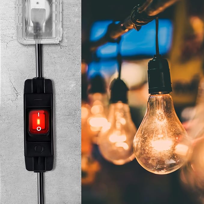 Outdoor Waterproof On/Off Switch Extension Cord, Heavy Duty 125v/250v Black - Image 6