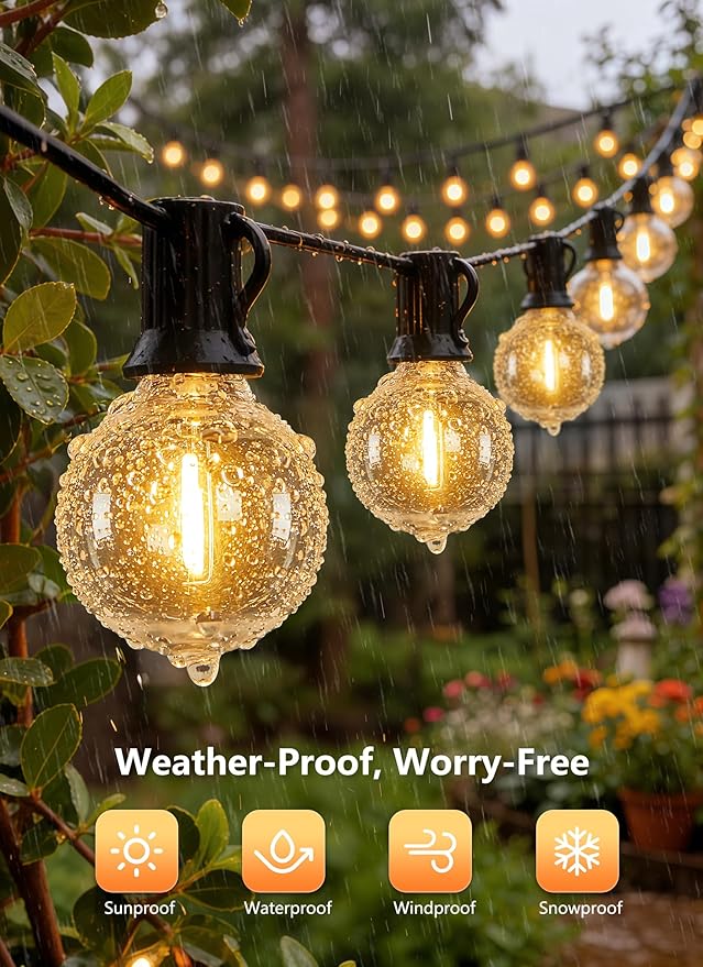 Brightown Outdoor String Lights, 100FT Shatterproof LED Patio Lights - Image 3