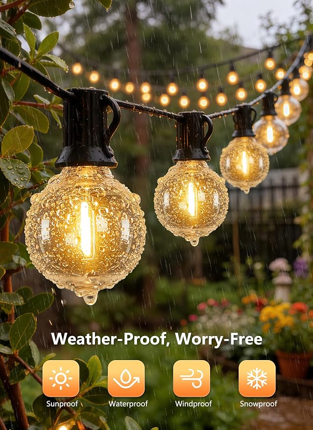 Brightown Outdoor String Lights, 55FT 25 G40 Bulbs Shatterproof Patio Lights - Image 3
