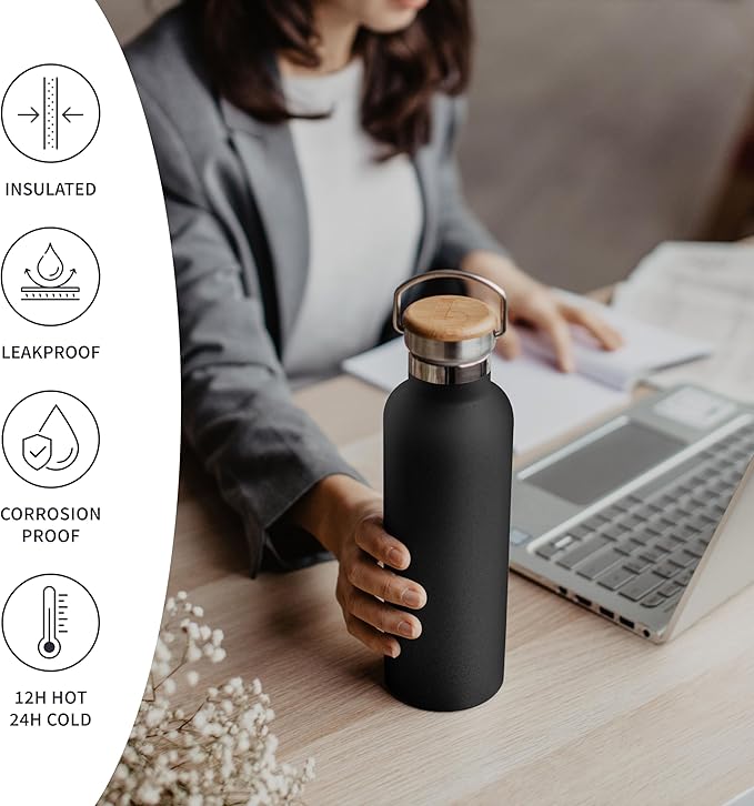 Bambaw Insulated Water Bottle 24 oz, Double Wall Stainless Steel Water Bottles - Image 3