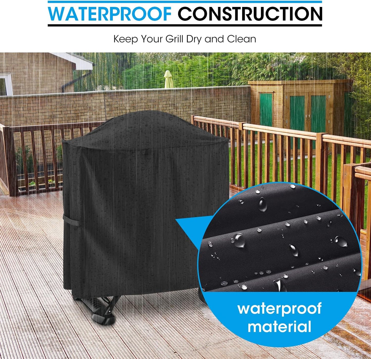 Unicook Grill Cover for Weber Q 100/1000 Q 200/2000 Grills with Q Portable Cart, Compared to Weber 7113, Heavy Duty Waterproof Full Length BBQ Cover, Outdoor Fade Resistant Material, Black