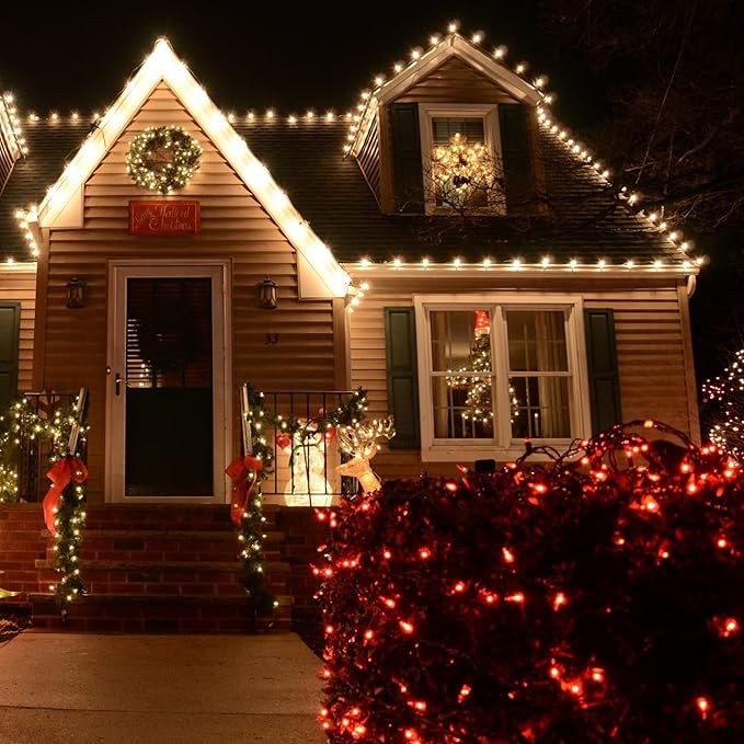 TW SHINE Red Christmas Lights, 20FT 100 Count Incandescent Christmas Mini Tree String Lights, Waterproof Christmas Decorations for Outdoor Indoor Xmas Patio Home Party Garden Yard Decor