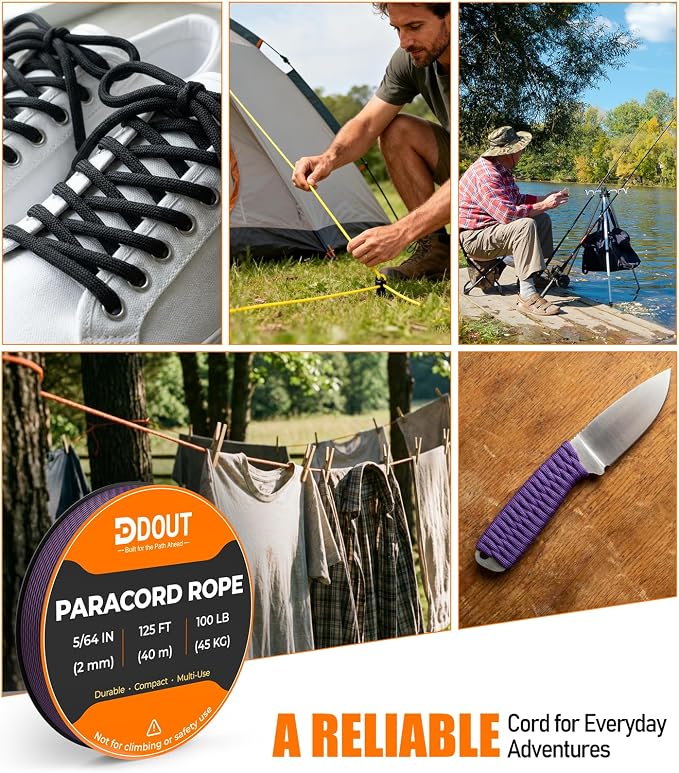 DDOUT 2mm Paracord 100lb, Thin Micro Paracord Rope, DIY Projects, Camping & - Image 6