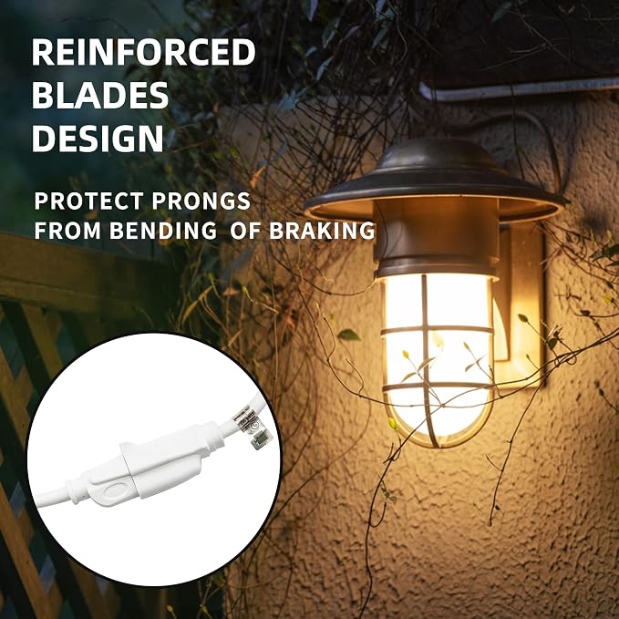 Indoor Outdoor Extension Cord Weatherproof, UL Certified, 16 Gauge 10FT White 3 - Image 5