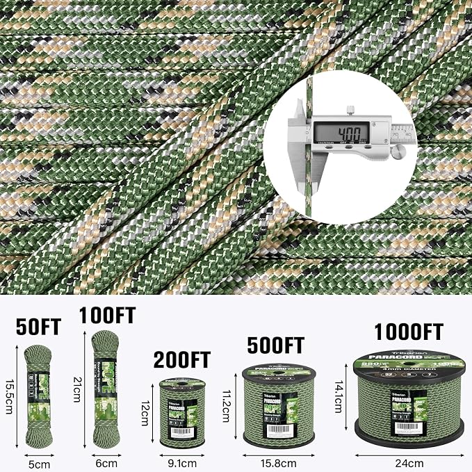 Paracord Rope 550 lb - 200ft 5/32" Parachute Cord 4MM 7-Strand para Cord - - Image 5