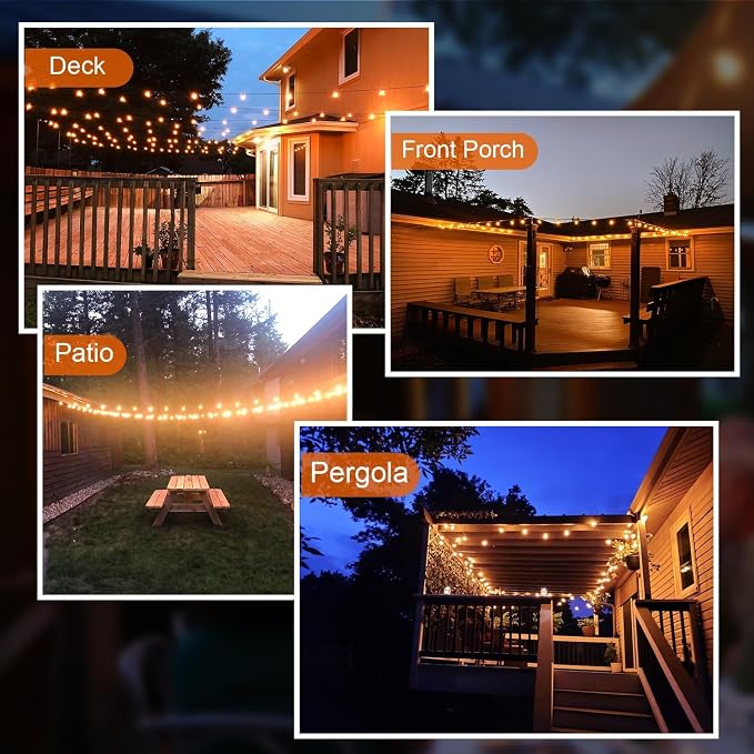 GPATIO Outdoor String Lights, 25FT G40 Bulbs Shatterproof Patio Lights - Image 7