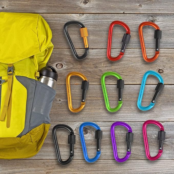 10 Pack Aluminum D Ring Key Rings Clips Locking Carabiner - Image 4