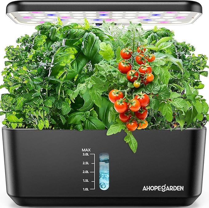 Ahopegarden Indoor Garden Hydroponics Growing System: 10 Pods Plant Germination Kit Aeroponic Herb Vegetable Growth Lamp Countertop with LED Grow Light - Hydrophonic Planter Grower Harvest Lettuce