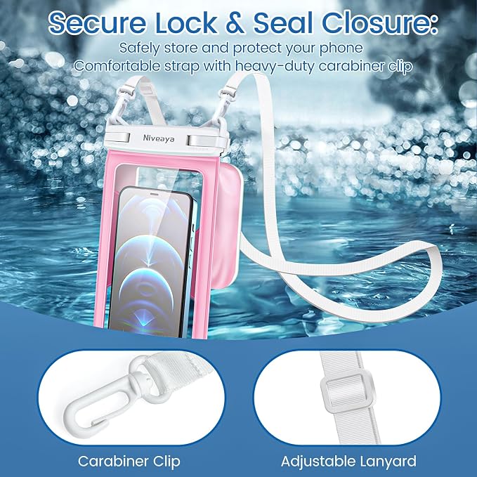 Niveaya [Floatable Floating Waterproof Phone Pouch 2 Pack-Up to 8.5", Large - Image 7