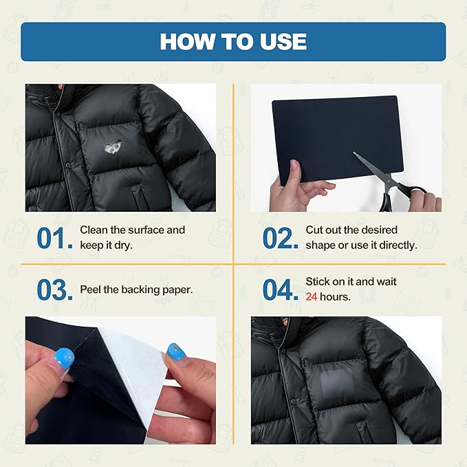 KING MOUNTAIN Self Adhesive Fabric Repair Patch, 5×8 Inches 8 Pcs, Quick Down - Image 5