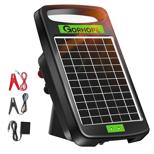 5 Miles Solar Electric Fence Charger, Output 0.11J Electric Fence Charger Solar by Unknown