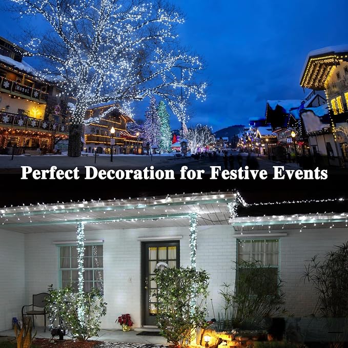 240LED 88Ft Connectable String Lights Indoor Outdoor Clear Wire | Cool White - Image 3