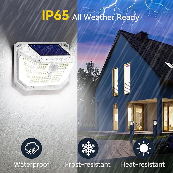 TECKNET 231 LED Solar Motion Lights Outdoor Waterproof, 4 Pack 300° Angle & 3 - Image 5