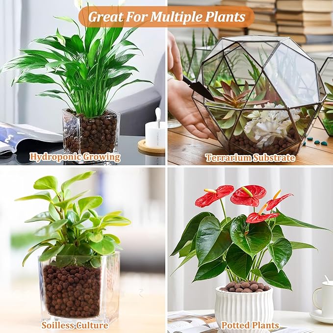 Riare 10 LBS Organic Expanded Clay Pebbles for Plants- 4mm-16mm Natural Leca Balls Lightweight Hydroponic Clay Pebbles Aggregate for Indoor Plants, Hydroponic Growing, Plants Drainage, Aquaponics