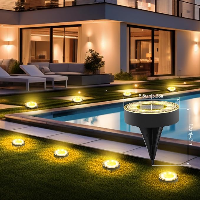 Joomer Solar Ground Lights, 12 Pack 8 LED Solar Lights Outdoor Waterproof IP68 - Image 2