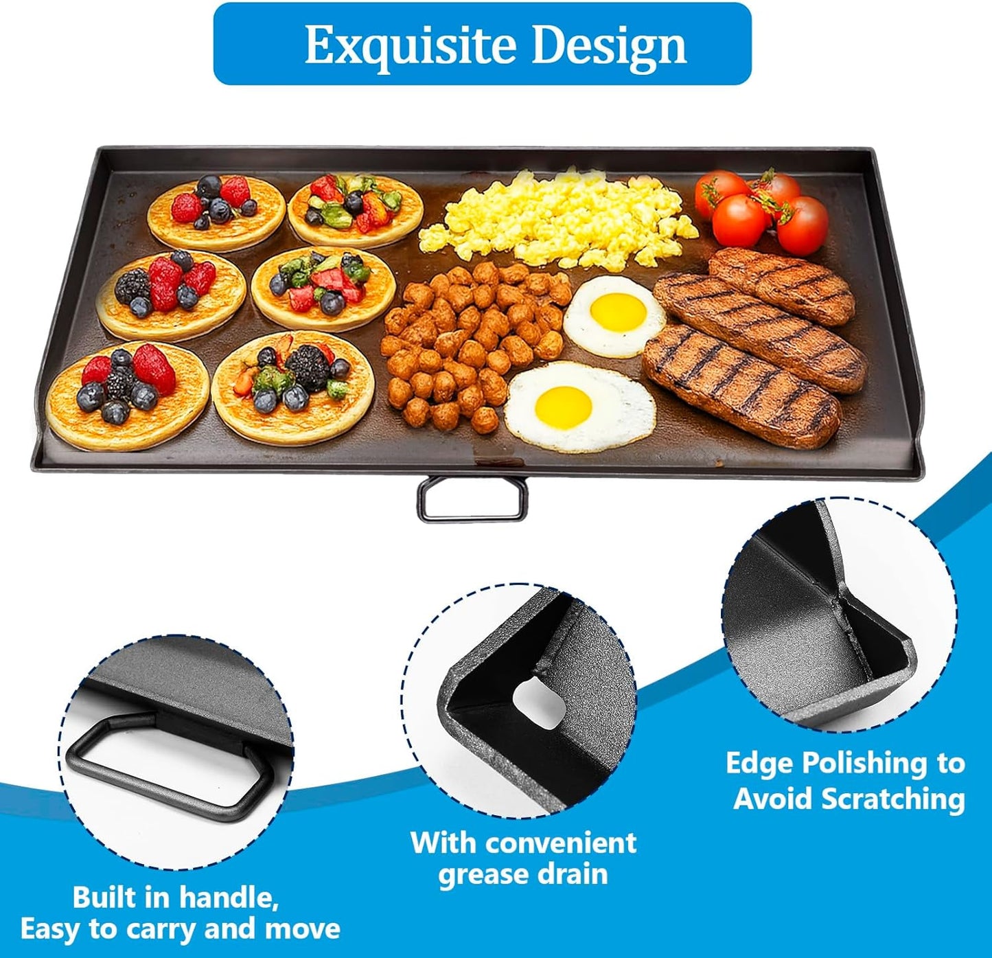 Cast Iron Griddle for Camp Chef 3 Burner Stove, 16" Flat Top Griddle Accessories for Camp Chef Cooking Systems GB90D TB90LW TB90 TB90LWG TB90LWG15 SPG90B CCH3