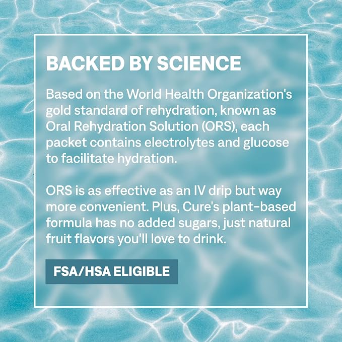 Cure Hydration | Plant-Based Electrolyte Drink Mix | No Added Sugar | FSA-HSA | - Image 8