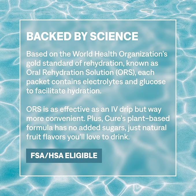 Cure Hydration | Plant-Based Electrolyte Drink Mix | No Added Sugar | FSA-HSA | - Image 8