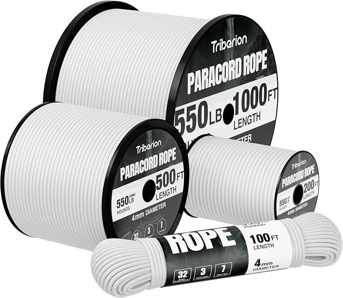 Paracord Rope 550 lb - 100ft 5/32" Parachute Cord 4MM 7-Strand para Cord - by Triberion