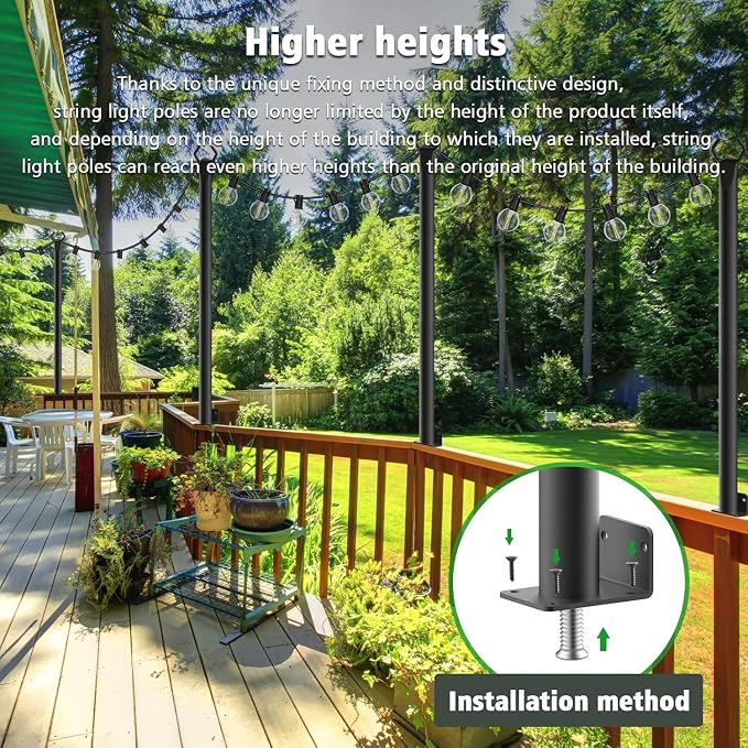 NUERPO 10 Pack String Light Poles, 5Ft Metal Poles - Image 5
