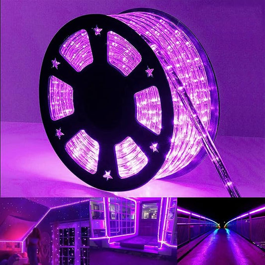 50ft 360 LED Rope Lights Outdoor, Connectable and Flexible Tube Lights with 8 Modes, Waterproof Indoor Outdoor LED Rope Lighting for Deck, Garden, Pool, Patio, Indoor Outdoor Decorations (Purple)