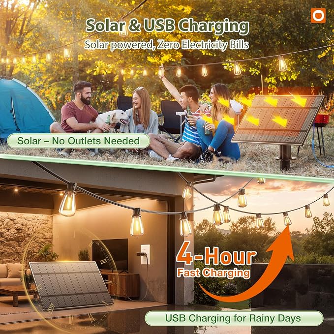 addlon 102 FT Solar String Lights Waterproof, Patio Light Solar Powered - Image 4
