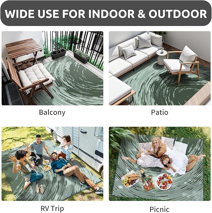 COCOER Modern Outdoor Rug 8x10 Reversible-Waterproof Outdoor Patio Rug-Quick Dry Outdoor Area Rugs Indoor Outdoor Rugs-Outside Rug Patio Decor for Porch Deck Balcony Backyard