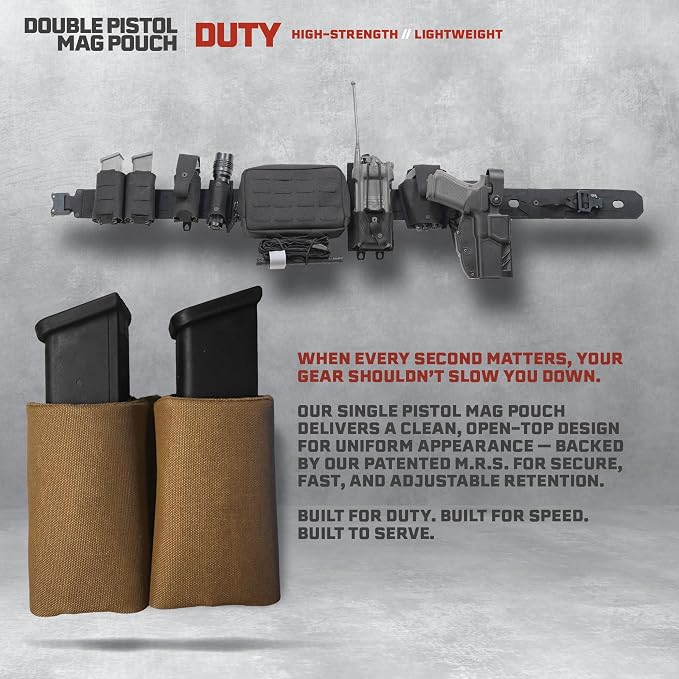 Double Pistol Magazine Pouch, High-Strength Laminate Material, MOLLE Compatible - Image 2