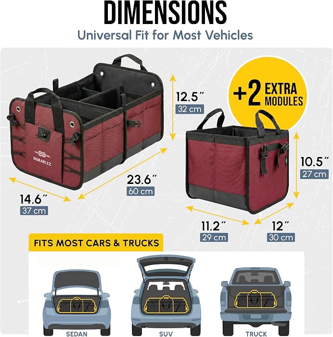4-Section Trunk Organizer for SUV, Sedan – Modular Extra Large Cargo Bin - Image 9