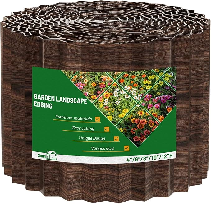 SnugNiture Corrugated Metal Garden Edging,6" x 50' Sturdy Lawn Edging Border,Landscape Edging Border for Lawn, Flower Bed,Garden and Yard(Brown)