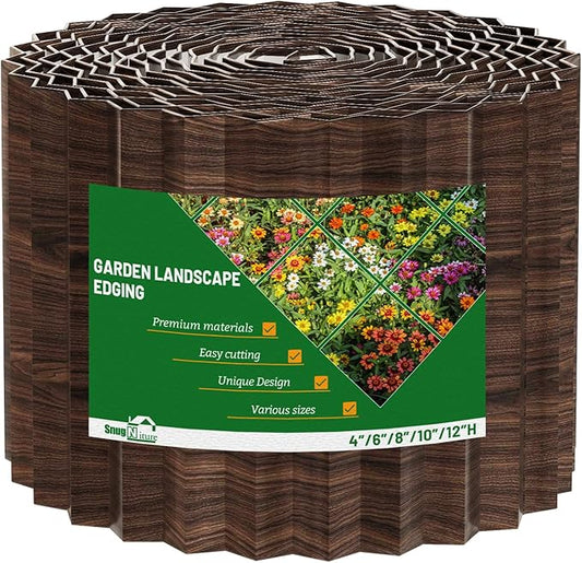 SnugNiture Corrugated Metal Garden Edging,6"×80'Sturdy Lawn Edging Border,Landscape Edging Border for Lawn, Flower Bed,Garden and Yard(Brown)