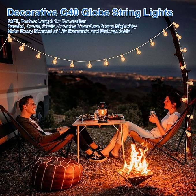 100ft Outdoor G40 LED Globe String Lights Dimmable Shatterproof Waterproof - Image 5