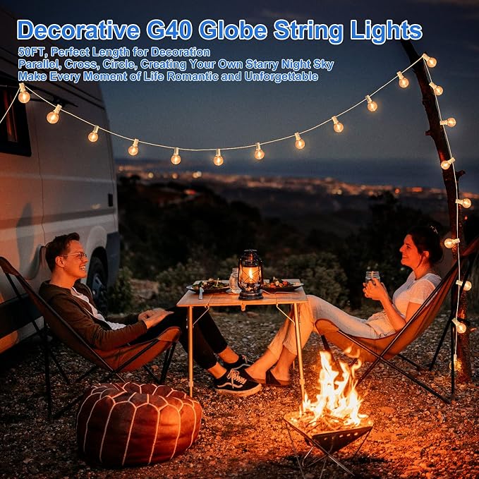 Bosceos Outdoor G40 LED Globe String Lights 25FT Dimmable Shatterproof - Image 4