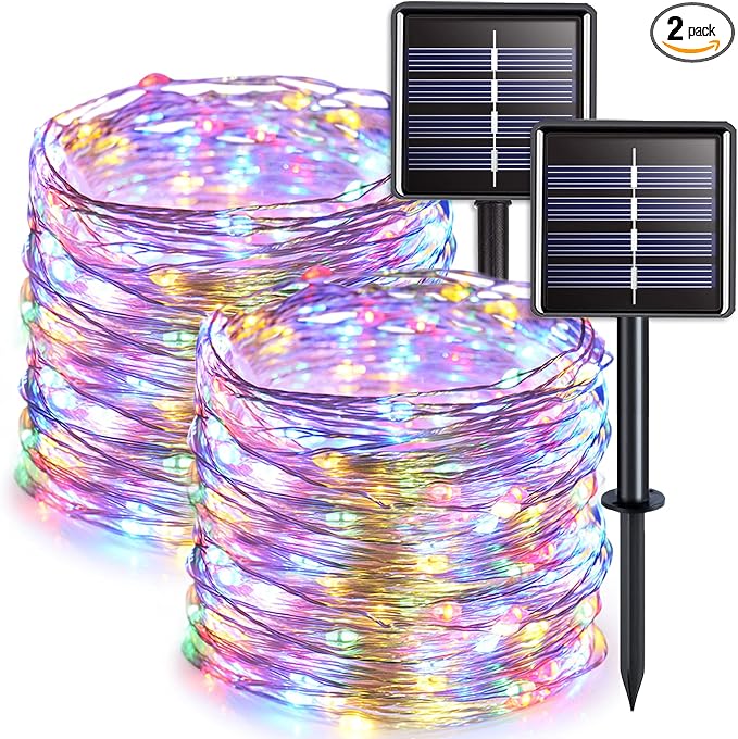 JMEXSUSS 2 Pack Solar Christmas Lights Outdoor Waterproof, Each 33FT 100 LED by JMEXSUSS